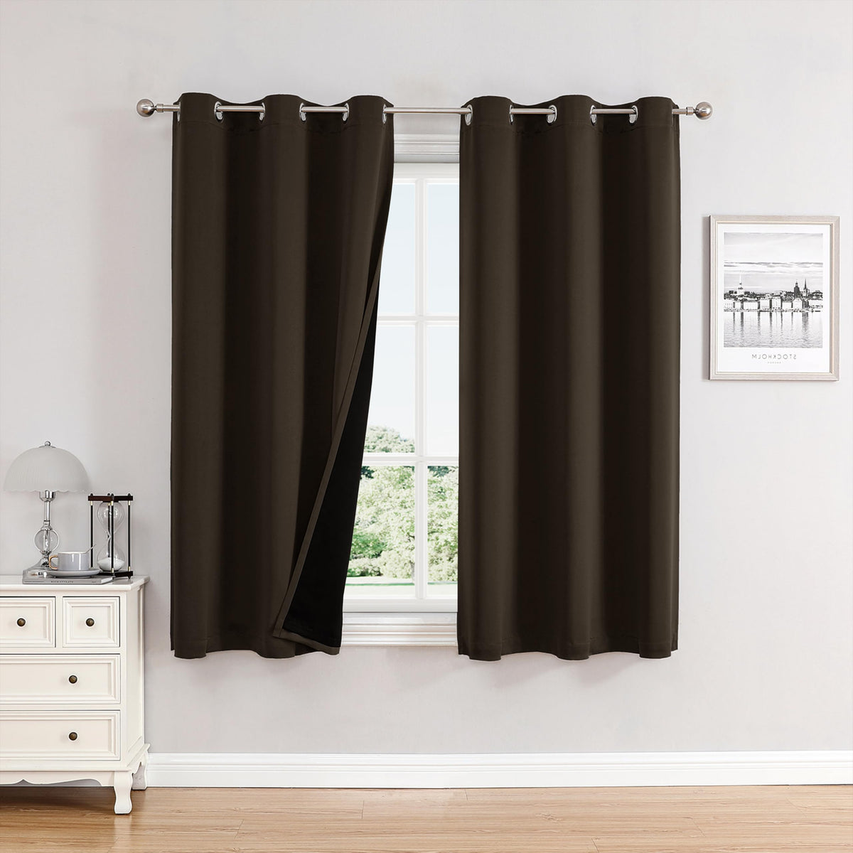 ChrisDowa 100% Blackout Curtains for Bedroom 63 Inches Long 2 Panels Set