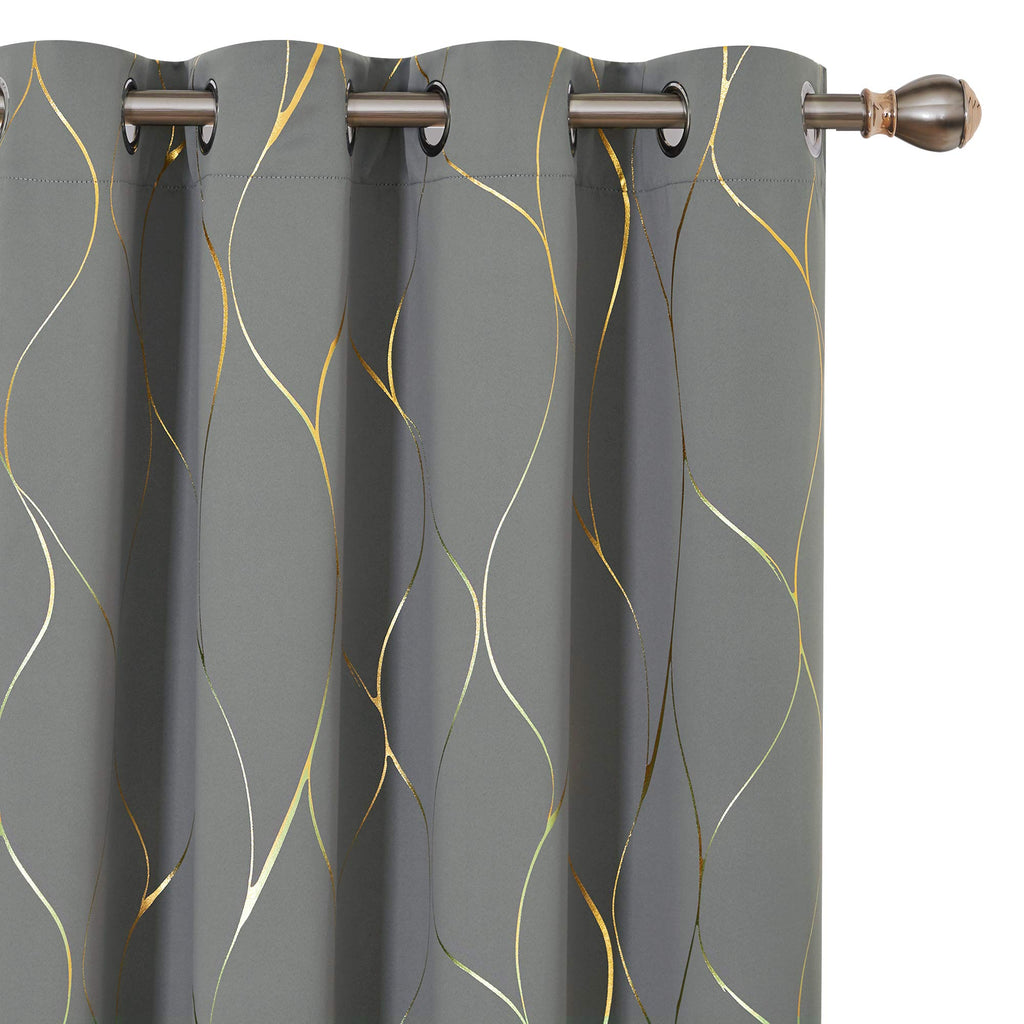 Deconovo Curtains for Living Room, Pattern Blackout Curtains 84 Inches Long