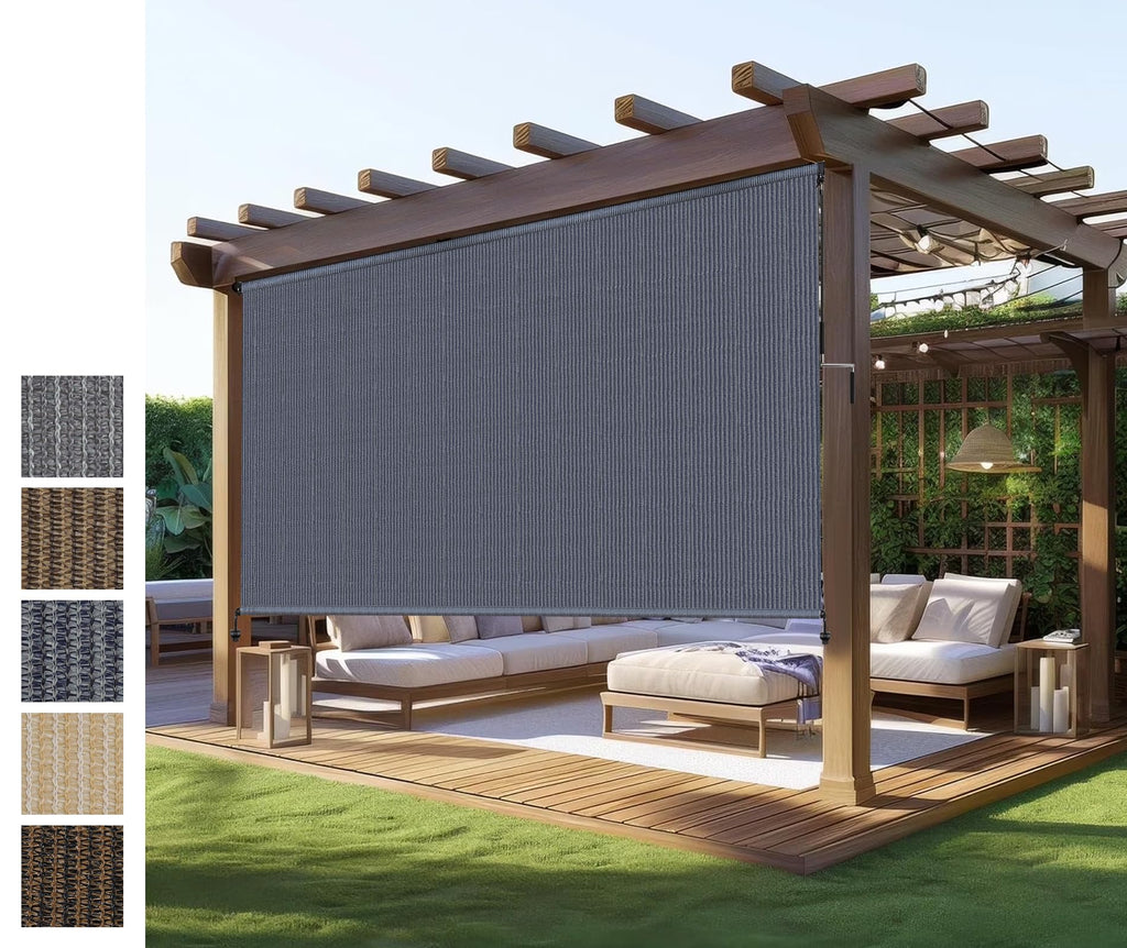 Outdoor Roller Shades,Exterior Cordless Patio Shade Roll Up Blind for Porch