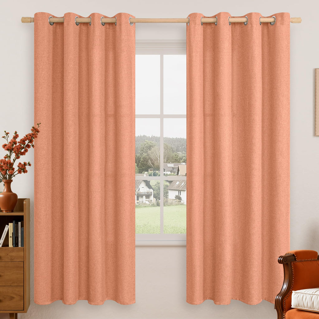 LAMIT 90 Inch Long Oatmeal Linen Curtains for Living Room 2 Panels