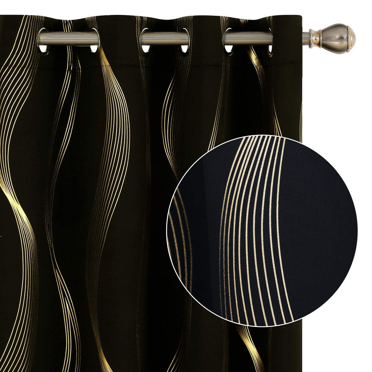 Deconovo Curtains for Living Room, Pattern Blackout Curtains 84 Inches Long