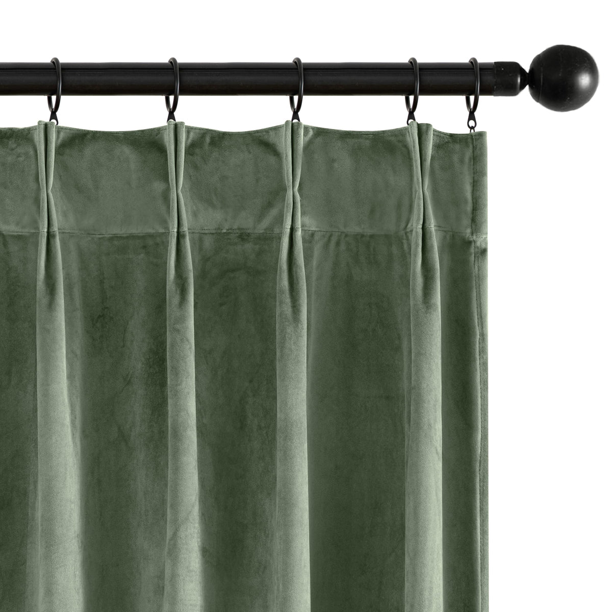 MIULEE Velvet Pinch Pleated Blackout Olive Green Curtains 40x96 Inches