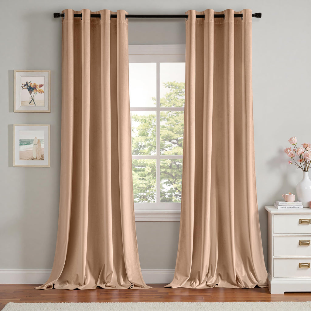 MIULEE Velvet Blackout Curtains Olive Green 52 x 96 Inch Length 2 Panels