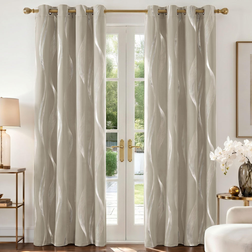 Deconovo Curtains for Living Room, Pattern Blackout Curtains 84 Inches Long