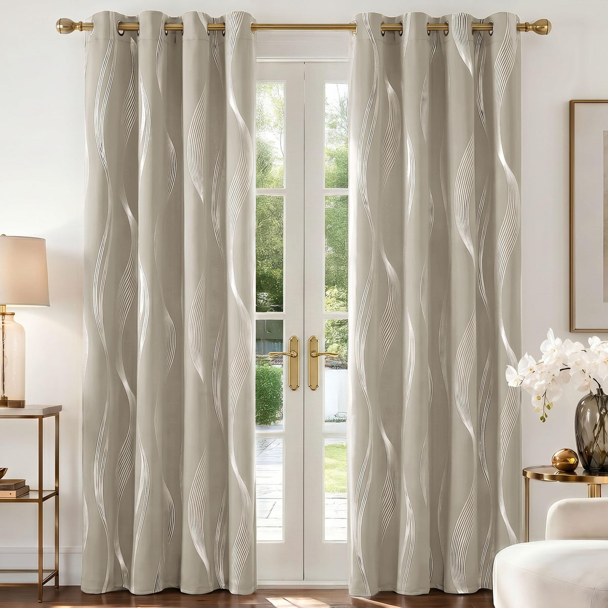 Deconovo Curtains for Living Room, Pattern Blackout Curtains 84 Inches Long