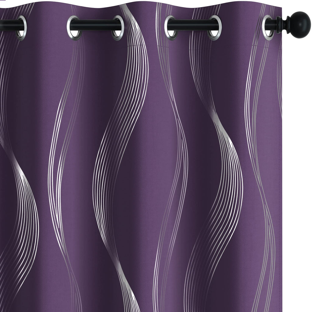 Deconovo Curtains for Living Room, Pattern Blackout Curtains 84 Inches Long