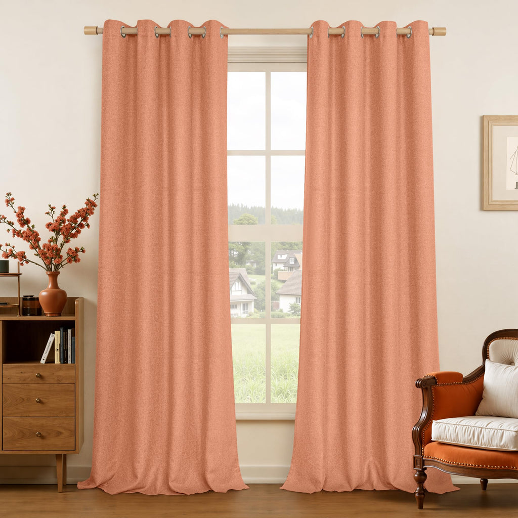 LAMIT 90 Inch Long Oatmeal Linen Curtains for Living Room 2 Panels