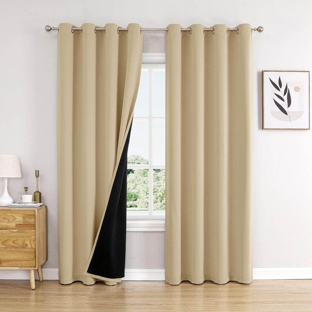 ChrisDowa 100% Blackout Curtains for Bedroom 63 Inches Long 2 Panels Set