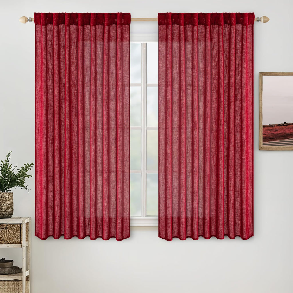 MIULEE Taupe Linen Curtains 52x84 Inch Length for Bedroom and Living Room