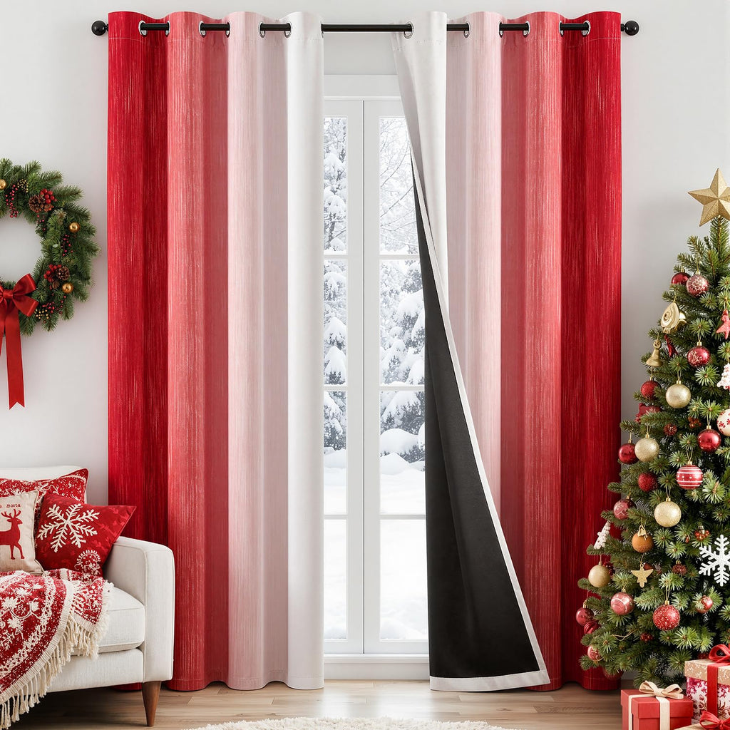 MIULEE Navy Blue and Greyish White Ombre Blackout Curtains 52Wx84L Set of 2