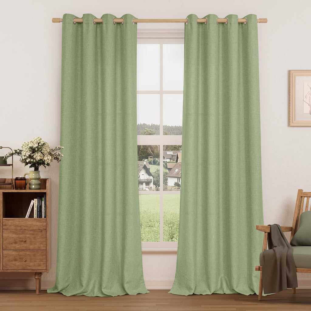 LAMIT 90 Inch Long Oatmeal Linen Curtains for Living Room 2 Panels