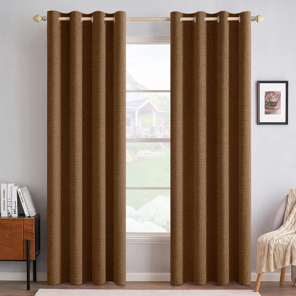 MIULEE 100% Blackout Linen Curtains for Bedroom 52x84 Inches Dusty Blue