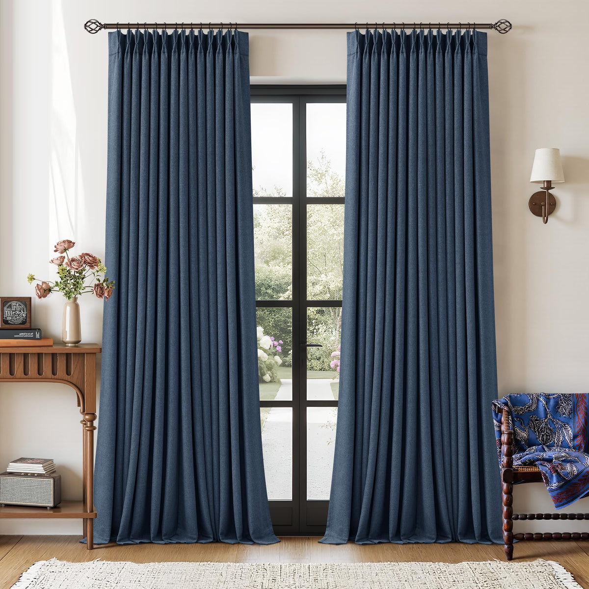 102 Inch Pinch Pleated Blackout Curtains for Bedroom 2 Panels Natural