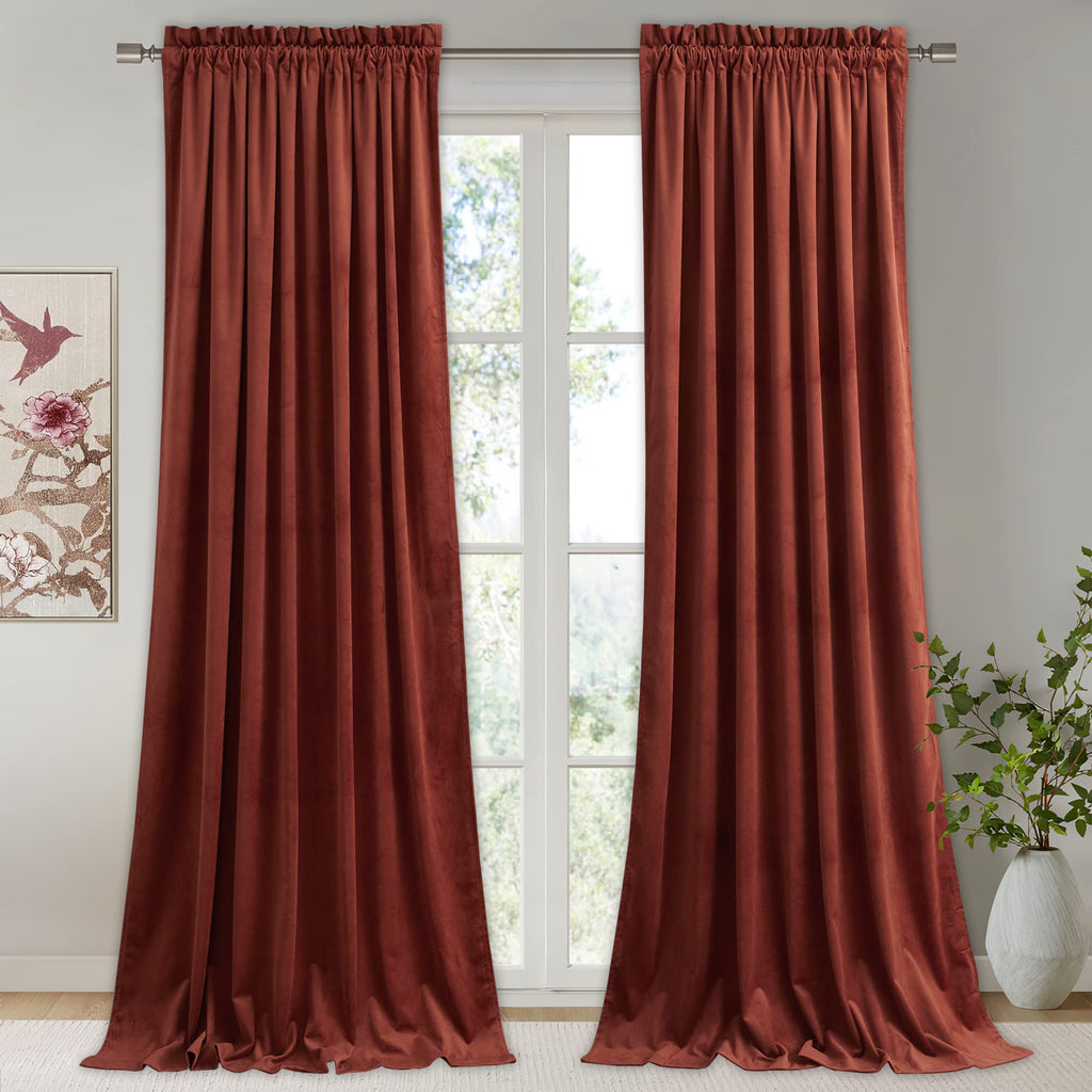 StangH Theater Red Velvet Curtains for Living Room Christmas Decor 2 Panels