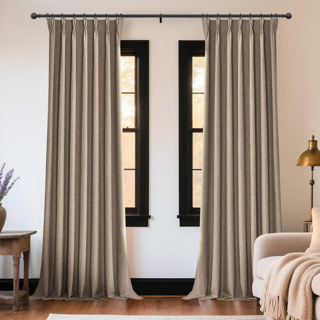 Joydeco Linen Curtains 84 Inch Length 2 Panels,Light Filtering Drapes 52 Inches Wide with Back Tab Rod Pockets (84" L x 52" W, Ivory on Linen)