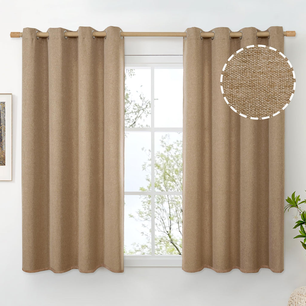 BGment Oatmeal Linen Curtains 84 Inch Length 2 Panels Set for Living Room