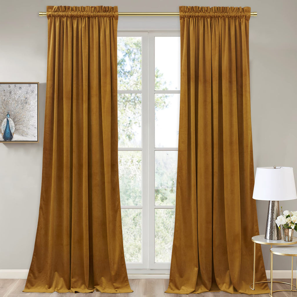 StangH Theater Red Velvet Curtains for Living Room Christmas Decor 2 Panels