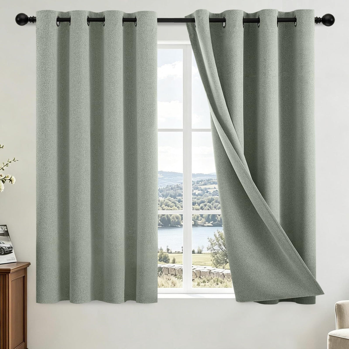 COSVIYA Grommet Blackout Room Darkening Navy Blue Curtains 84 inch Length