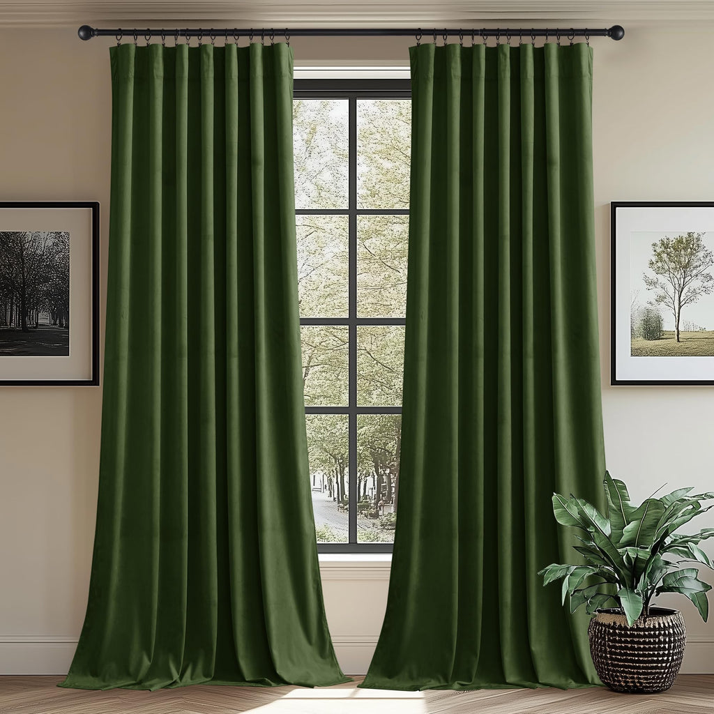 StangH Theater Red Velvet Curtains for Living Room Christmas Decor 2 Panels