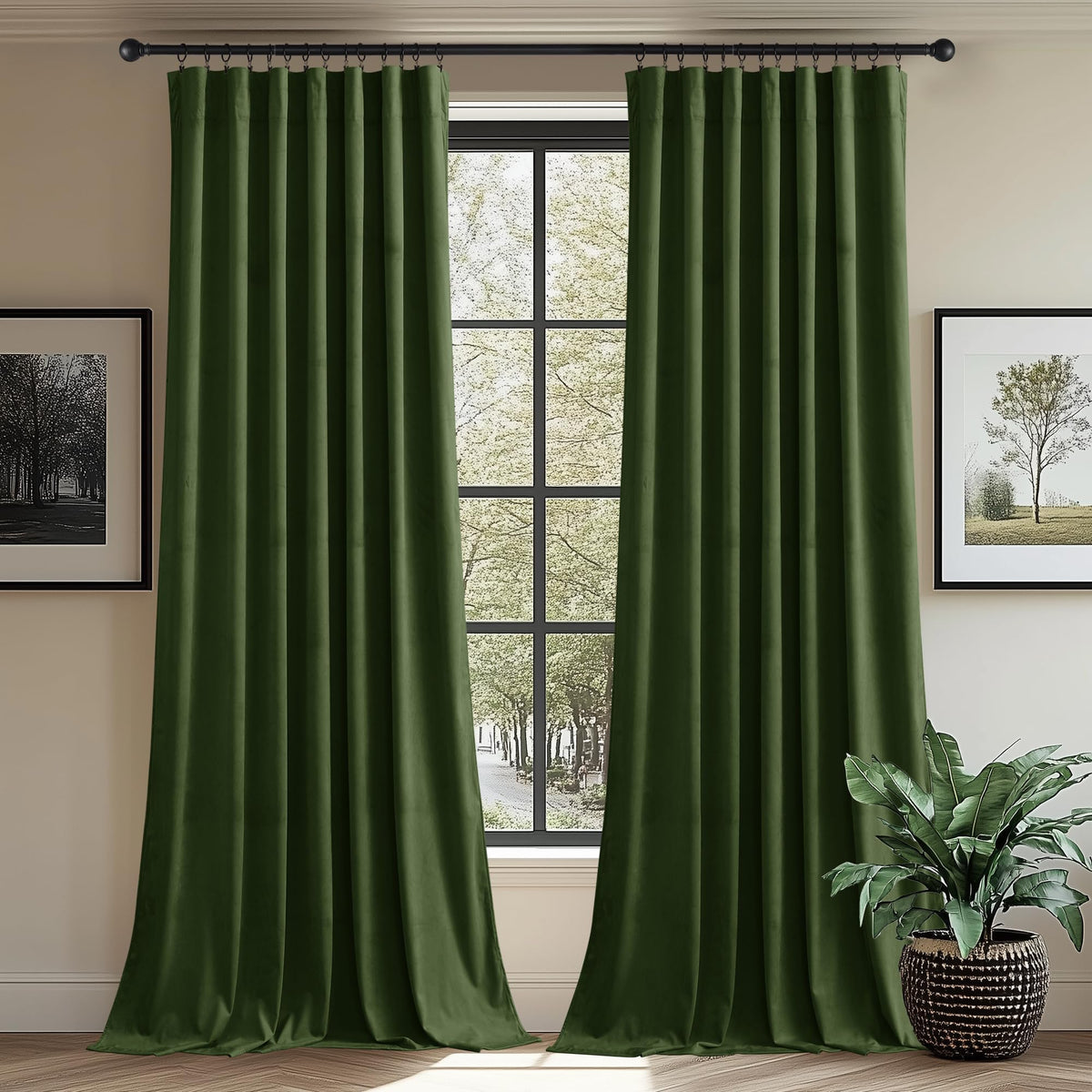 StangH Theater Red Velvet Curtains for Living Room Christmas Decor 2 Panels