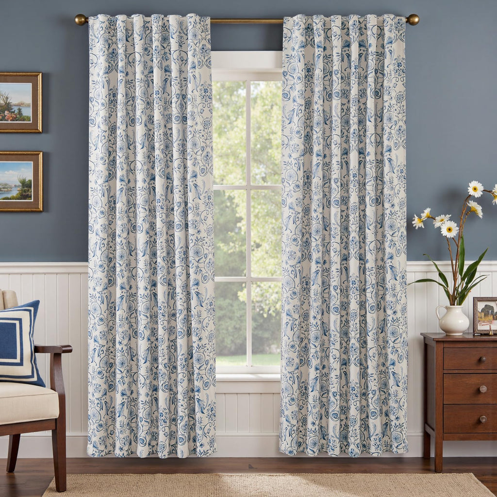 jinchan Black Boho Floral Blackout Curtains W100xL96 Grommet 1 Panel