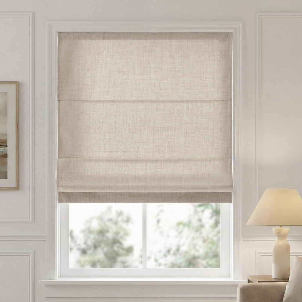 Madison Park Roman Shade, Blackout Blinds Thermal Insulated, 35x64 Linen