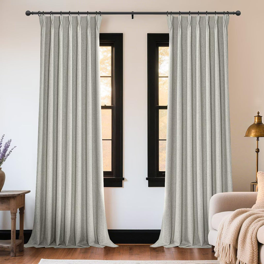 Joydeco Linen Curtains 84 Inch Length 2 Panels,Light Filtering Drapes 52 Inches Wide with Back Tab Rod Pockets (84" L x 52" W, Ivory on Linen)