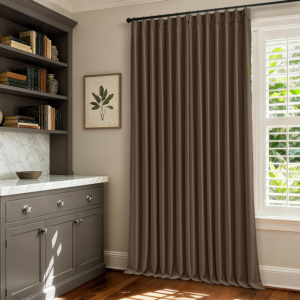 102 Inch Pinch Pleated Blackout Curtains for Bedroom 2 Panels Natural