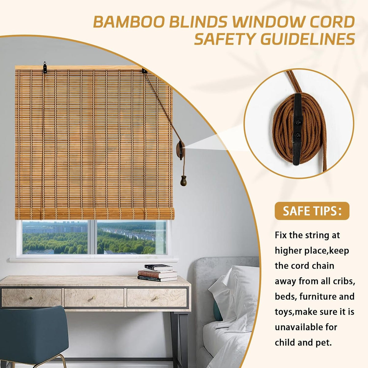 Bamboo Roman Shades Blinds for Windows - Natural Light Filtering Privacy Shades, Handwoven Indoor Window Coverings Easy to Install 24W x 72L