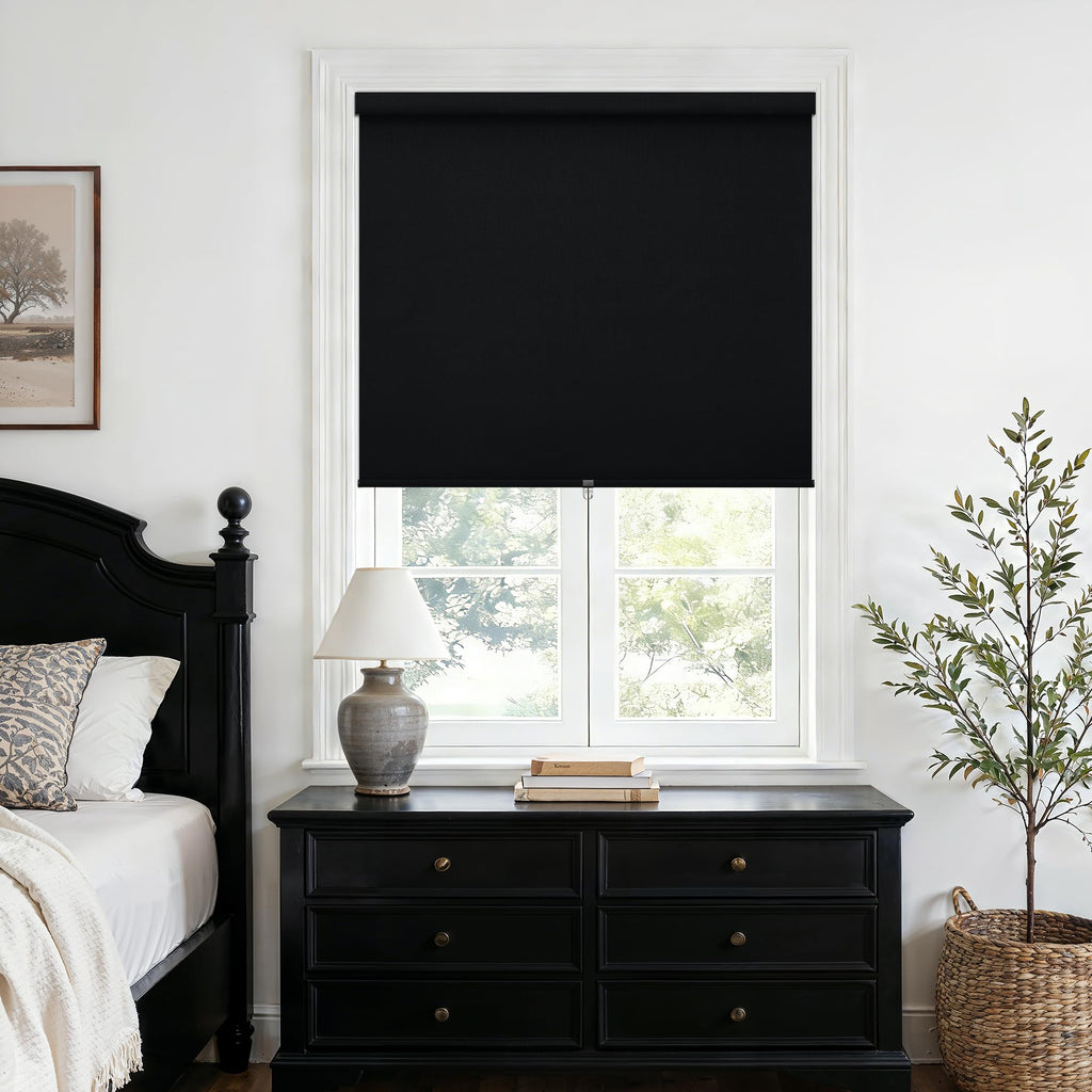 Extra Wide Beige Roller Shades 100% Blackout Blinds for Large Window Bedroom Living Room Dining Free-Stop Cordless Thermal Insulated Black Out Shades with Valance, Room Darkening Blinds Oatmeal,72x72