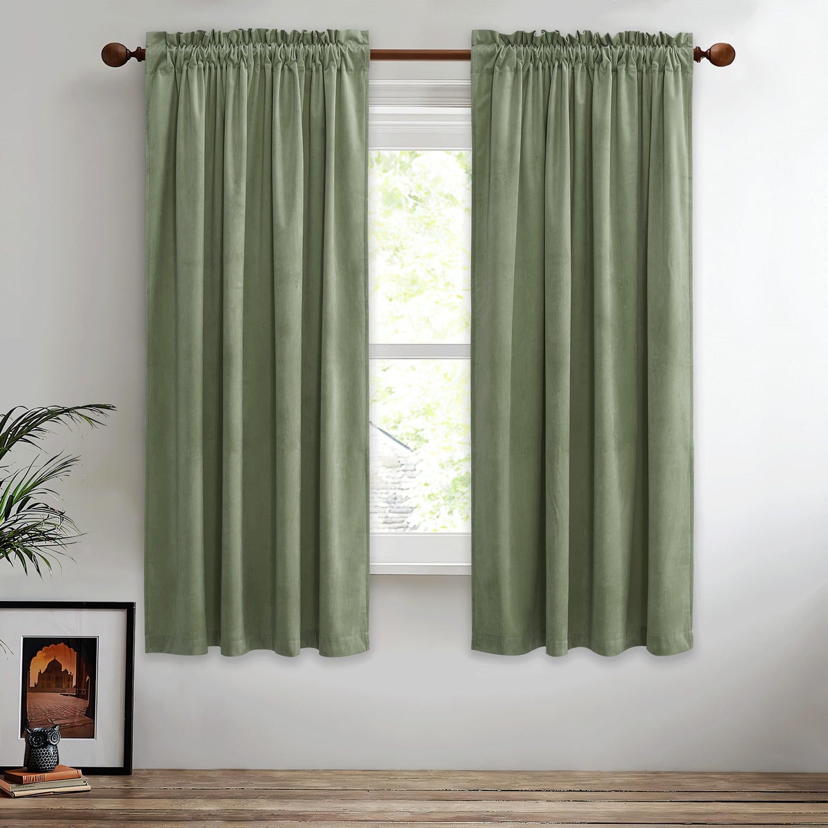 StangH Theater Red Velvet Curtains for Living Room Christmas Decor 2 Panels