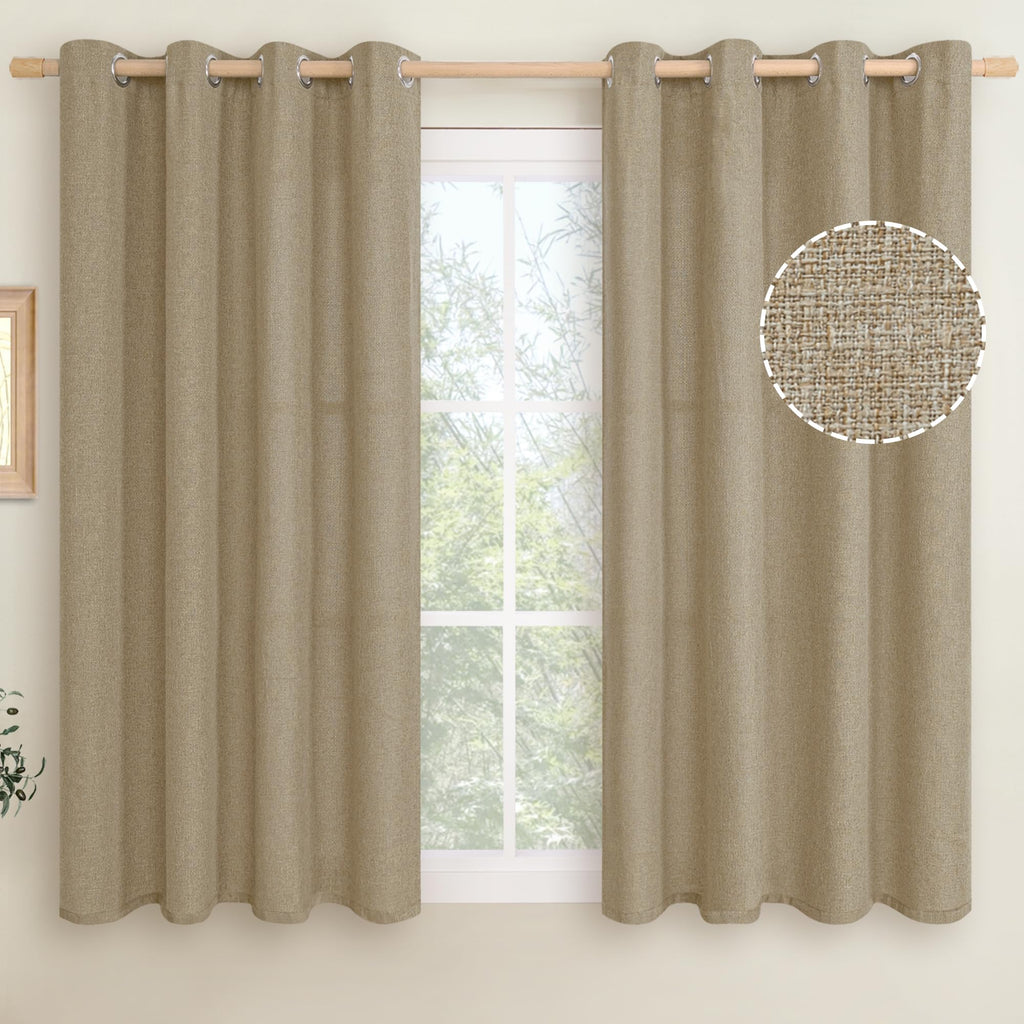 LAMIT 90 Inch Long Oatmeal Linen Curtains for Living Room 2 Panels