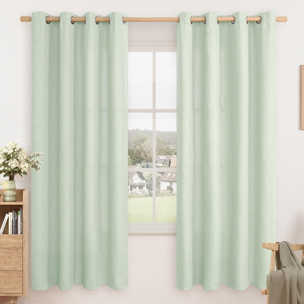 LAMIT 90 Inch Long Oatmeal Linen Curtains for Living Room 2 Panels