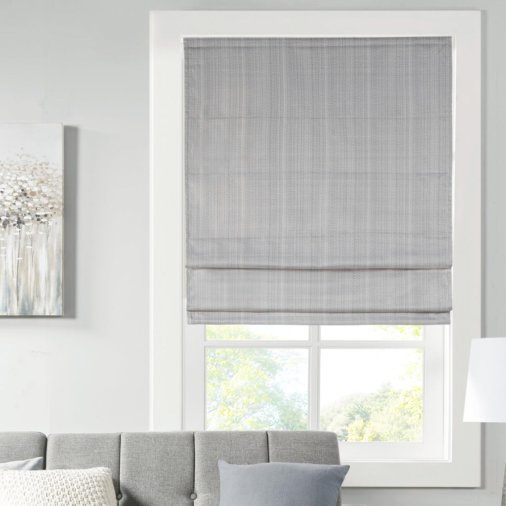 Madison Park Roman Shade, Room Darkening Blind Cordless, 33x64 Sheen Ivory