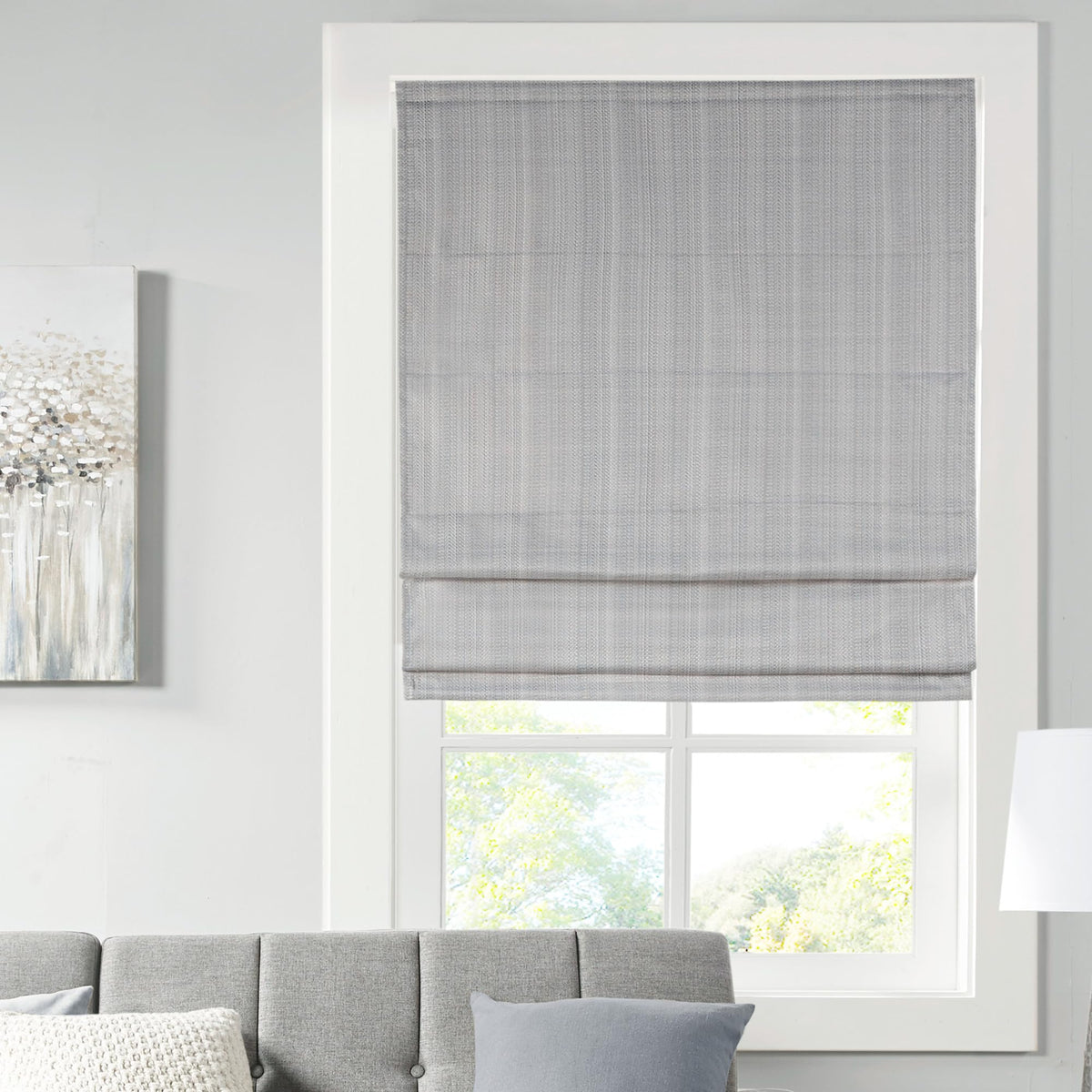 Madison Park Roman Shade, Room Darkening Blind Cordless, 33x64 Sheen Ivory