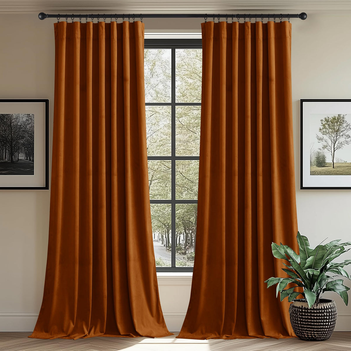 StangH Theater Red Velvet Curtains for Living Room Christmas Decor 2 Panels