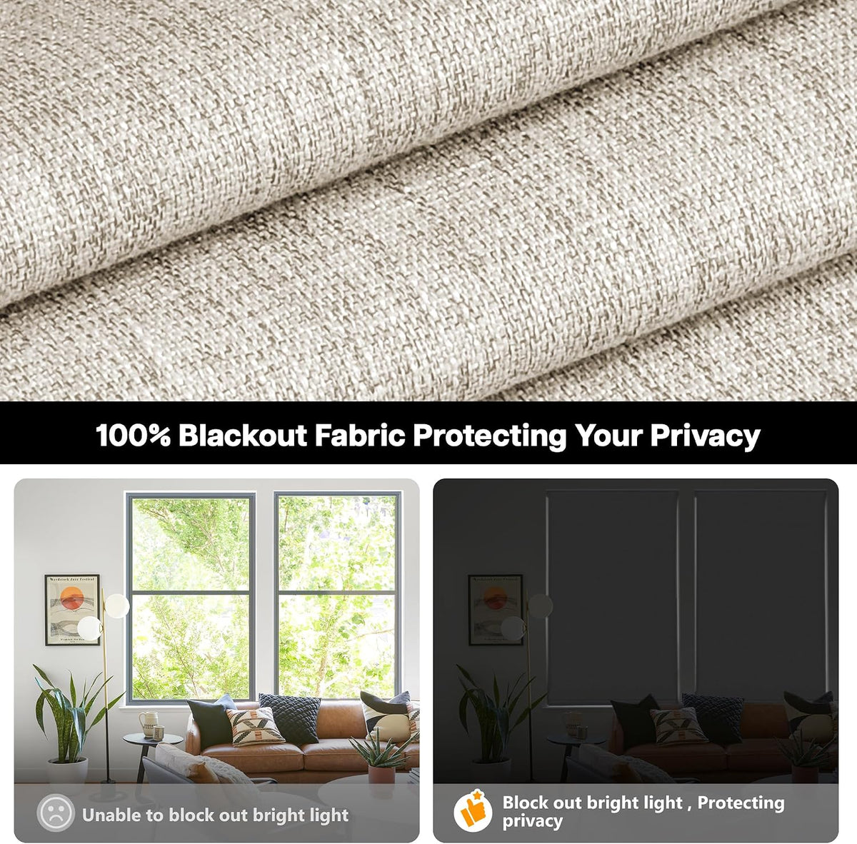 LazBlinds No Drill Cordless Roman Shades, 31'' W x 64'' H, Beige