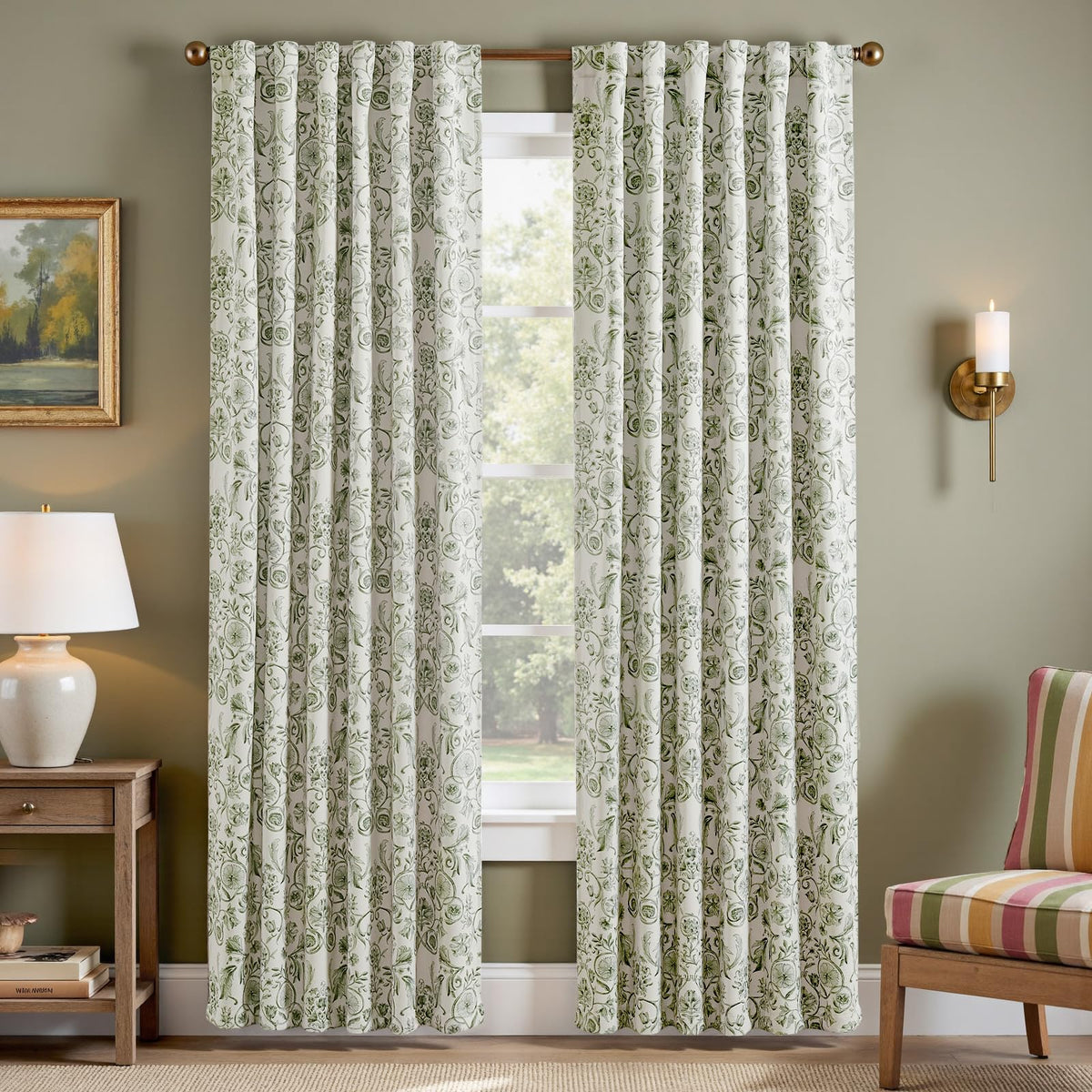 jinchan Black Boho Floral Blackout Curtains W100xL96 Grommet 1 Panel