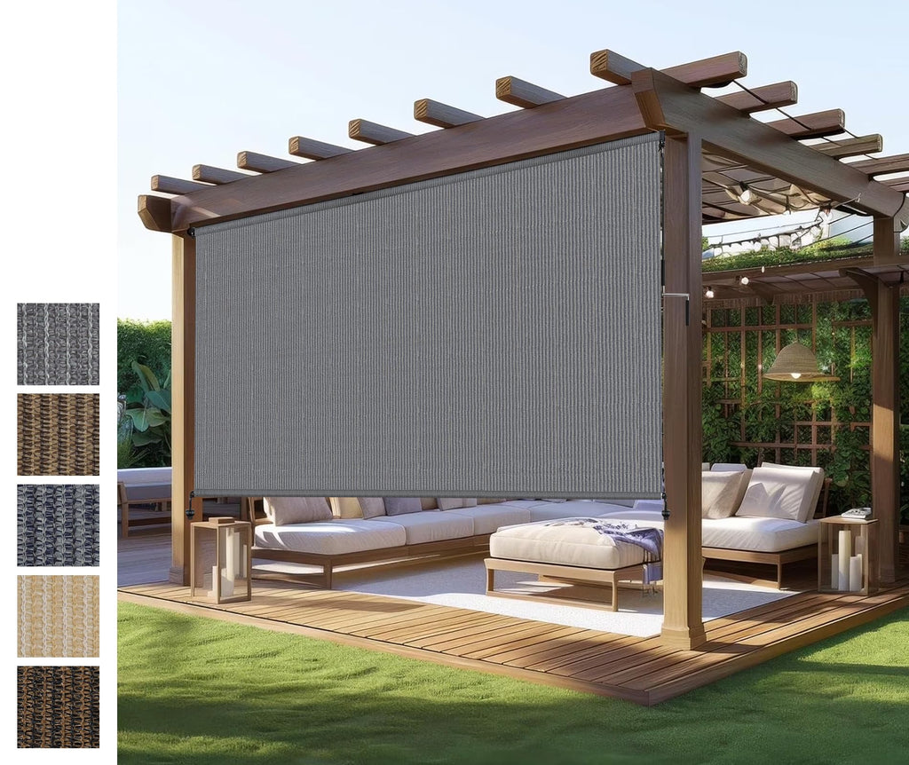 Outdoor Roller Shades,Exterior Cordless Patio Shade Roll Up Blind for Porch