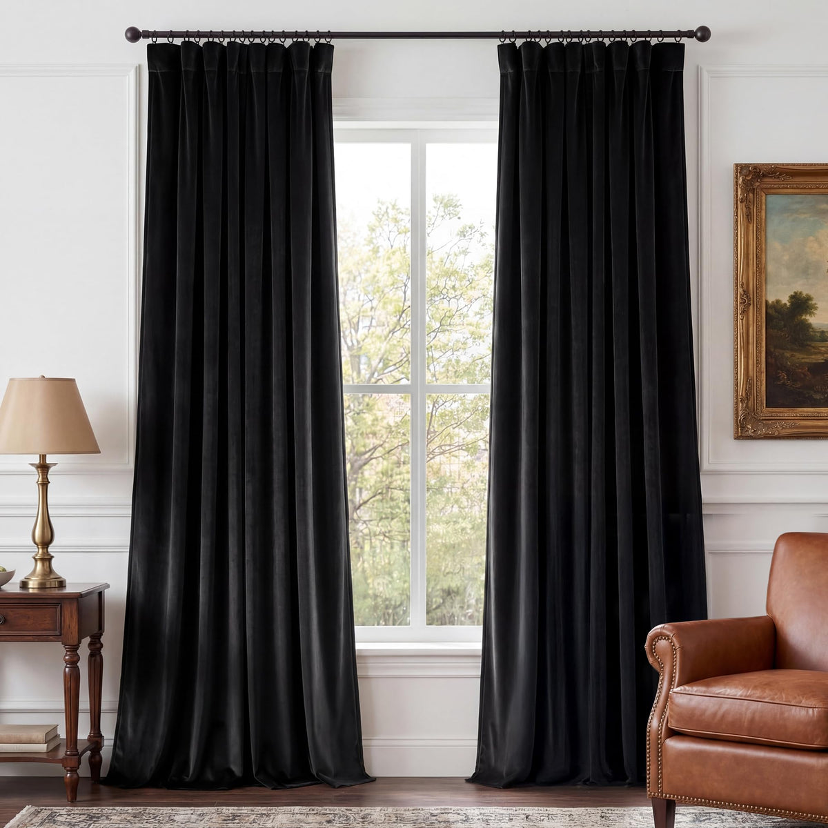 StangH Theater Red Velvet Curtains for Living Room Christmas Decor 2 Panels