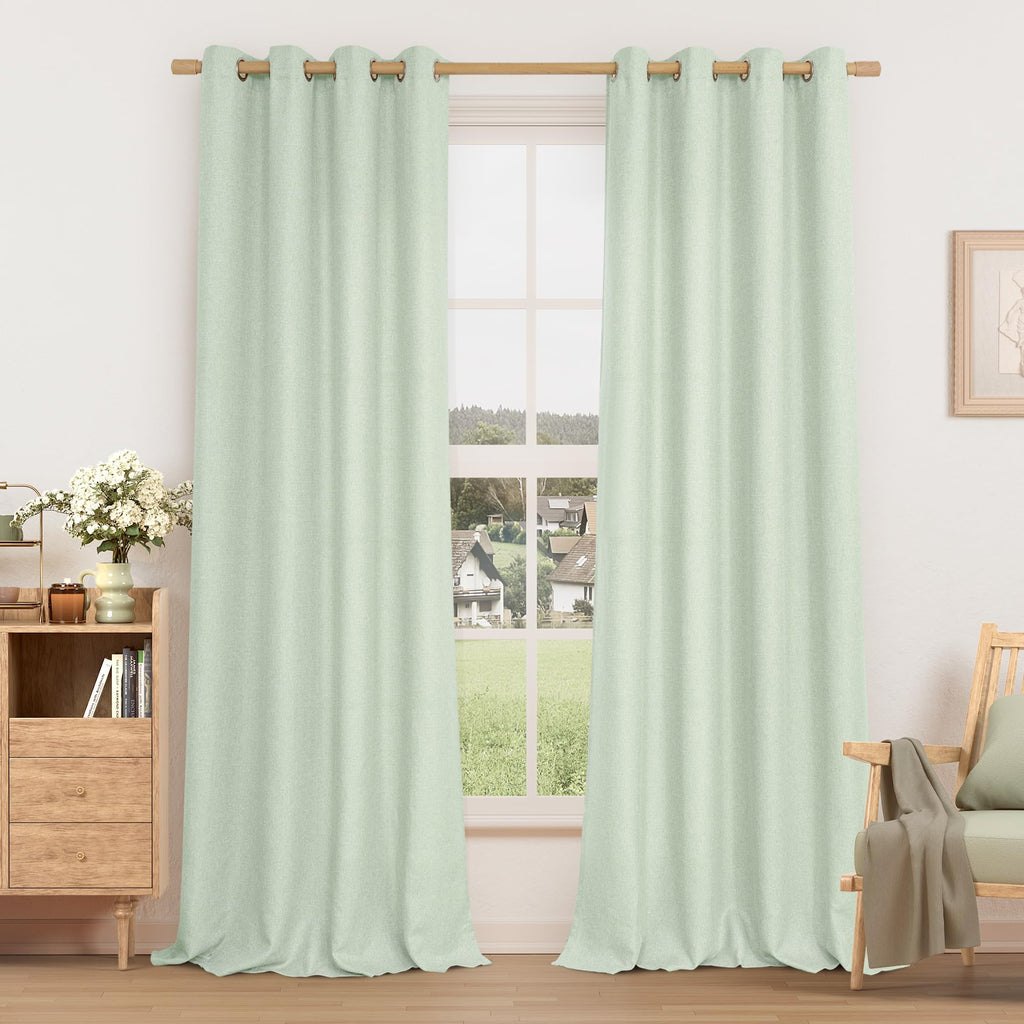 LAMIT 90 Inch Long Oatmeal Linen Curtains for Living Room 2 Panels