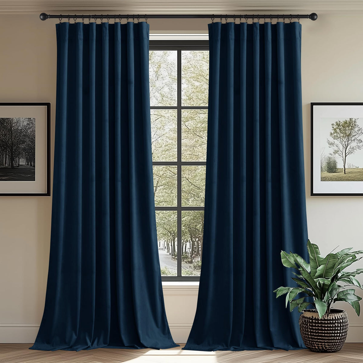 StangH Theater Red Velvet Curtains for Living Room Christmas Decor 2 Panels