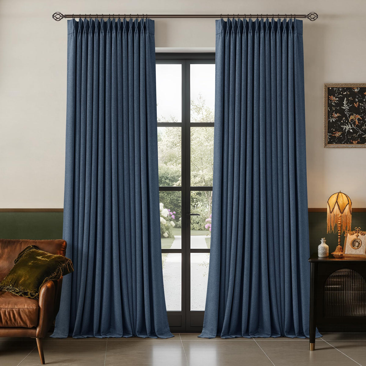102 Inch Pinch Pleated Blackout Curtains for Bedroom 2 Panels Natural