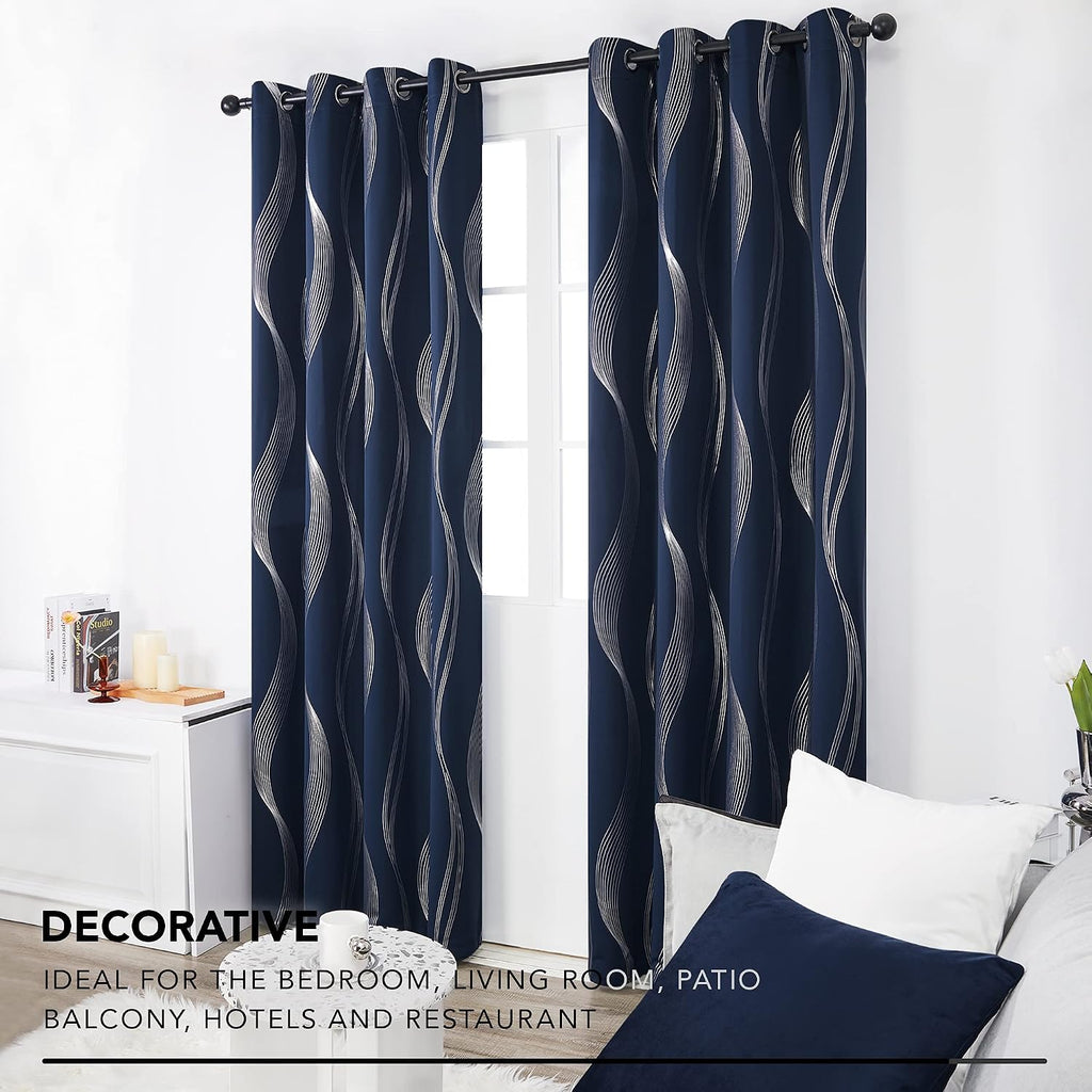 Deconovo Curtains for Living Room, Pattern Blackout Curtains 84 Inches Long