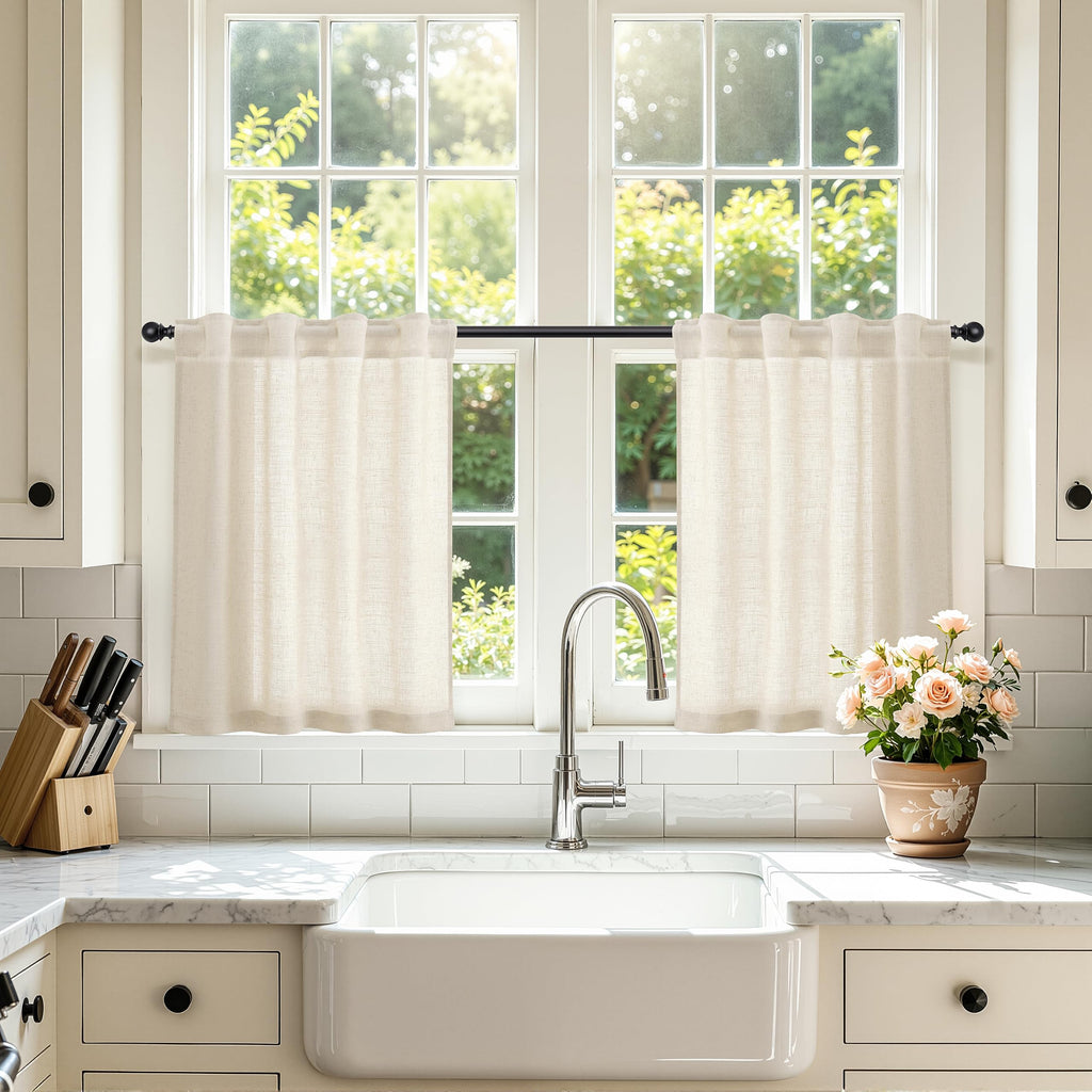 Naturoom Extra Long Linen Curtains 108 Inch 9ft for Living Room Cream Beige