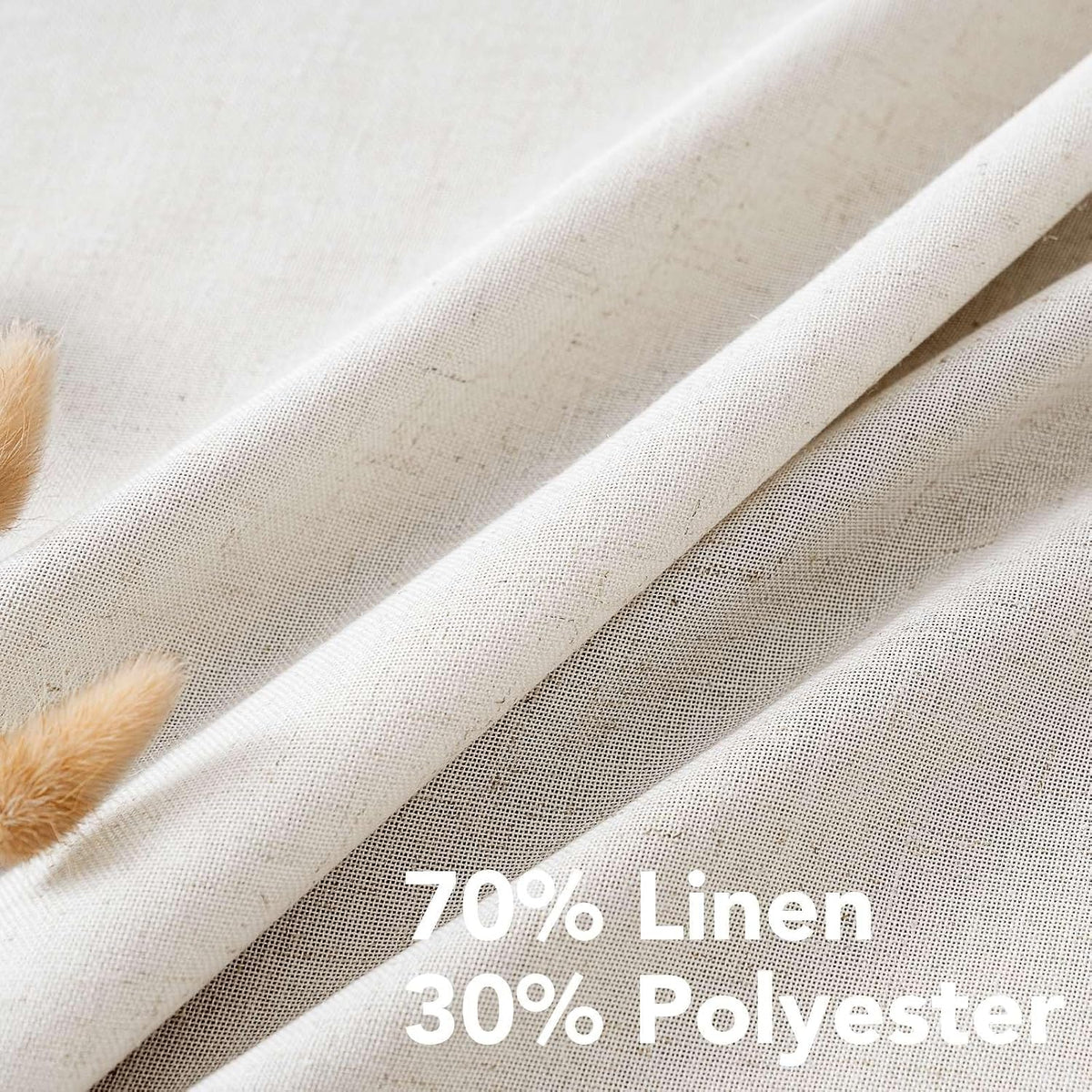 H.VERSAILTEX Natural Linen Grommet Curtains 84 Inch Length for Living Room 2 Panel Drape Semi Sheer Neutral Country Rustic Farmhouse Boho Curtain Bedroom Muslin Look Light Filtering, Heathered Natural