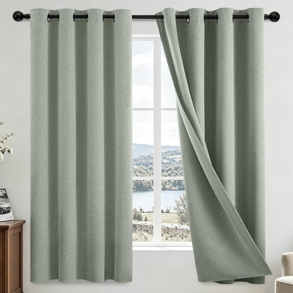 COSVIYA Grommet Blackout Room Darkening Navy Blue Curtains 84 inch Length