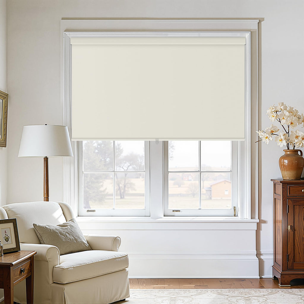 Extra Wide Beige Roller Shades 100% Blackout Blinds for Large Window Bedroom Living Room Dining Free-Stop Cordless Thermal Insulated Black Out Shades with Valance, Room Darkening Blinds Oatmeal,72x72