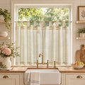 jinchan Striped Linen Kitchen Curtains 36 Inches Length Tier Curtains Farmhouse Modern Cafe Style Small Window Treatments Airy Light Filtering Rod Pocket for Living Room Bathroom 2 Panels Sage Green