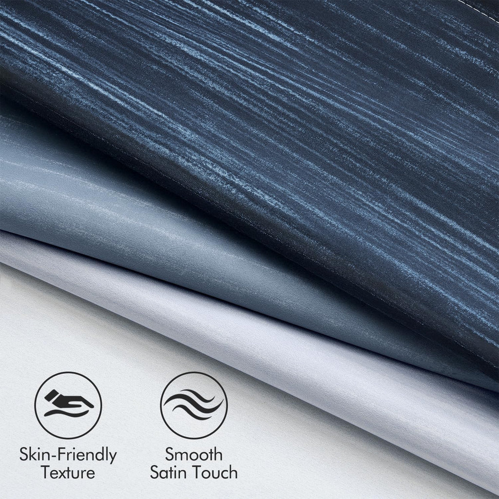 MIULEE Navy Blue and Greyish White Ombre Blackout Curtains 52Wx84L Set of 2